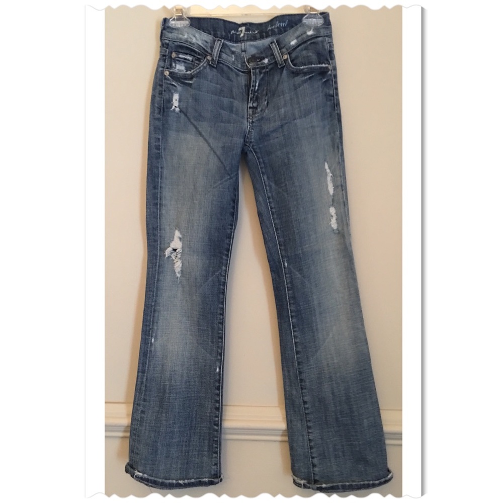 7 For All Mankind Bootcut Low Rise Distressed Jean